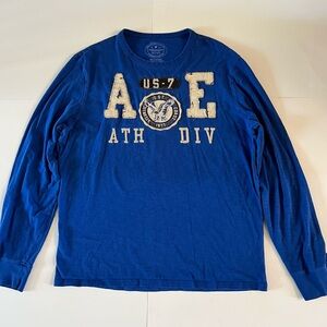 American Eagle Outfitters Men's XL Athletic Fit Blue Long Sleeve Shirt Top Tee